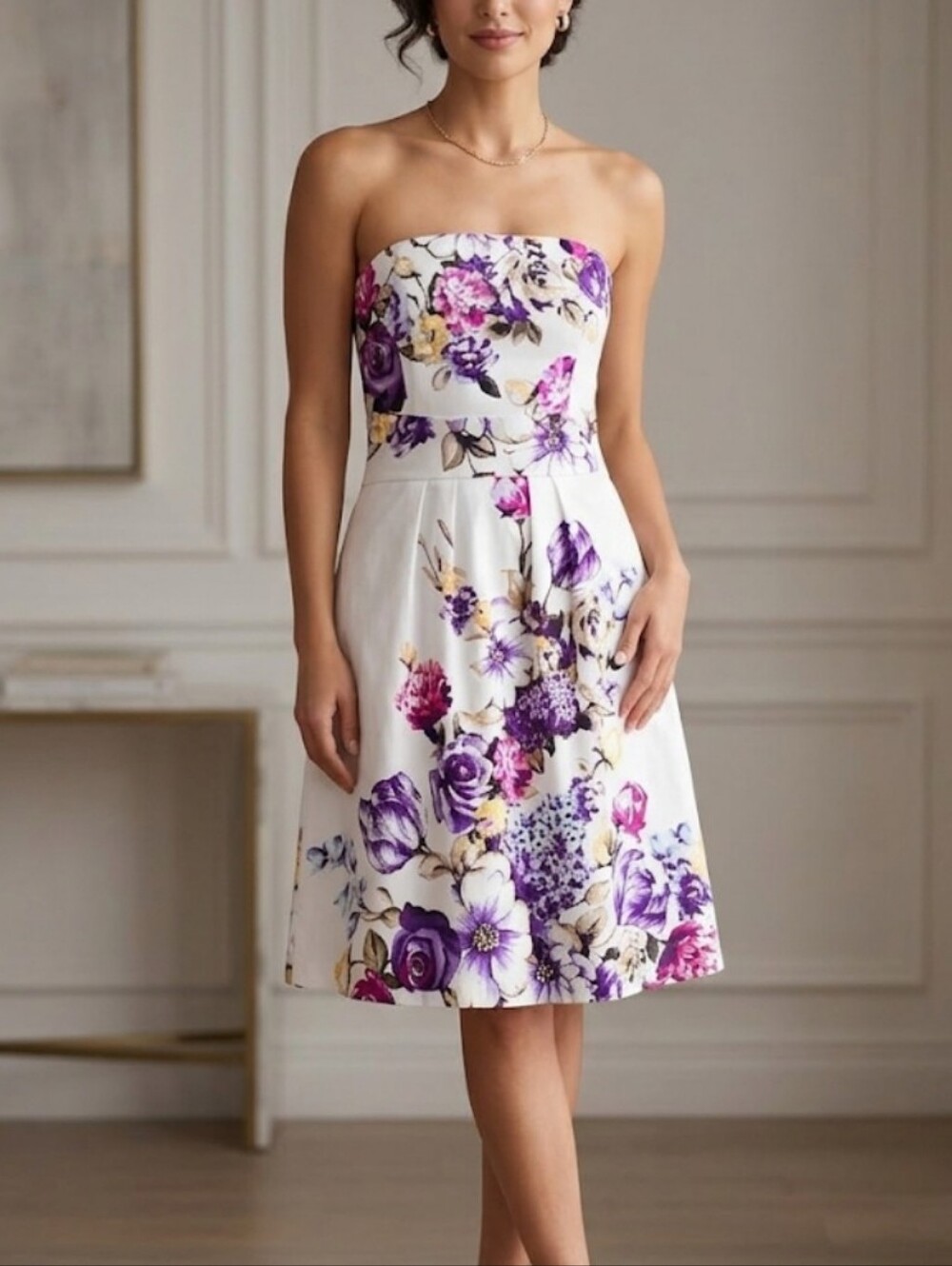 White House Black Market strapless floral dress size 2 NWT